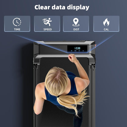 Walking Pad Treadmill for Home - Folding Treadmills with Handle Bar Portable Compact Fold up Indoor Foldable Handles Electric Walk Pads Small Spaces Mini Running Quiet under Bed Office