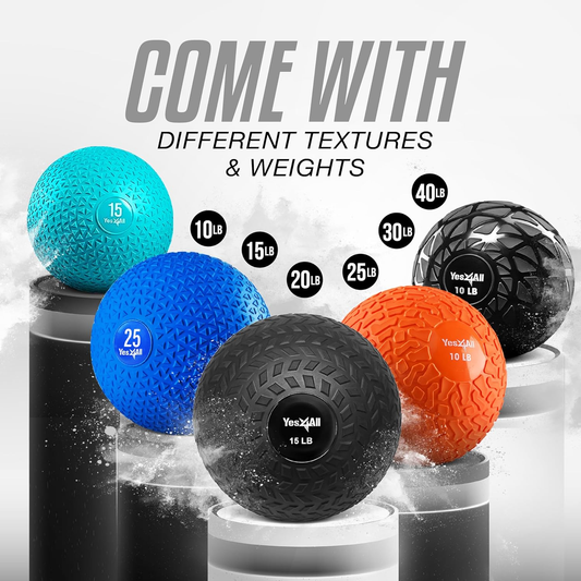 Slam Balls, 10-40Lb Weighted Ball Weight, Durable PVC Sand Filled Workout Dynamic Slam Ball for Core Strengthen